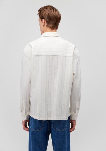  Mavi Çizgili Beyaz Gömlek Oversize / Geniş Kesim 0211160-620