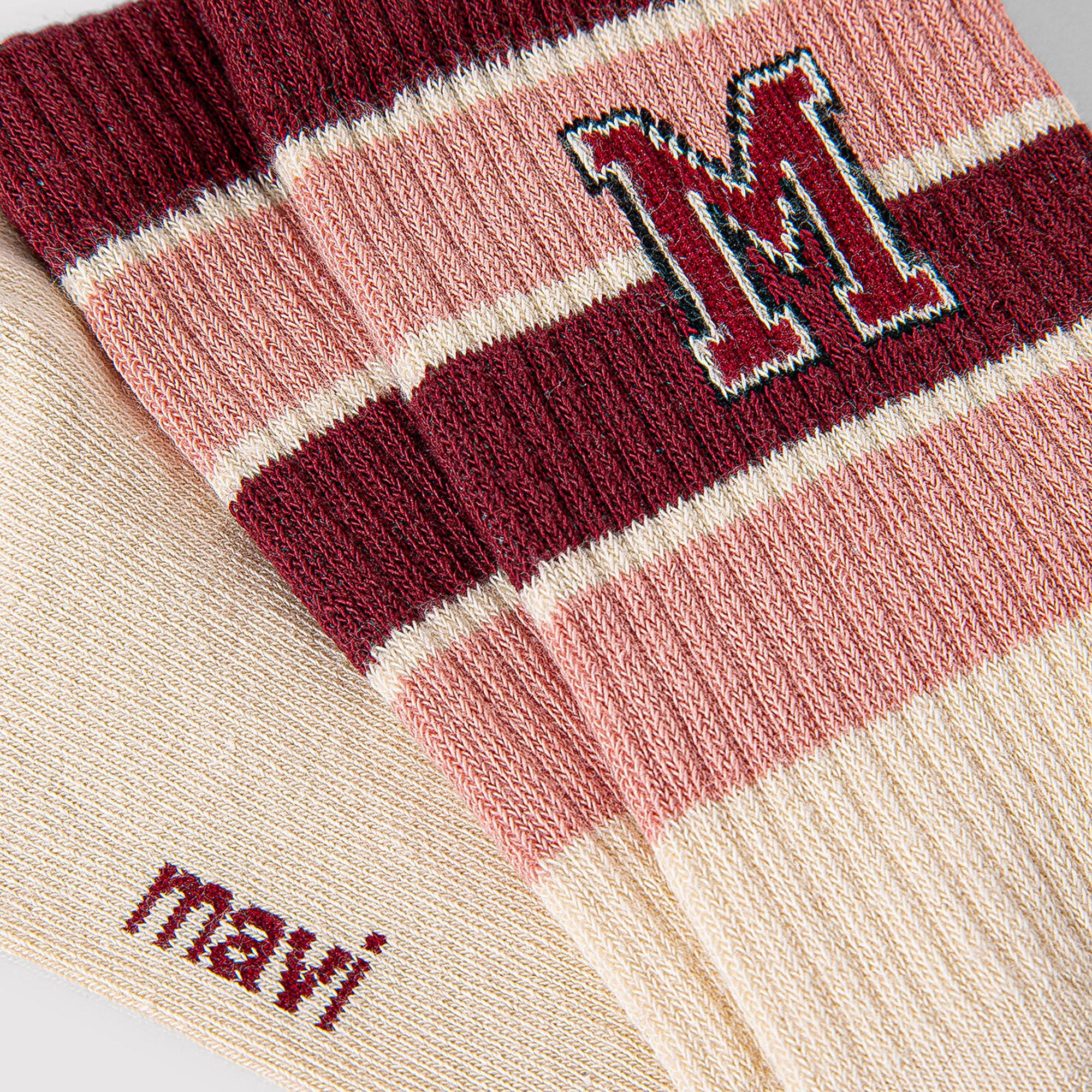 Mavi M Logo Detaylı Bej Soket Çorap 1912828-32324