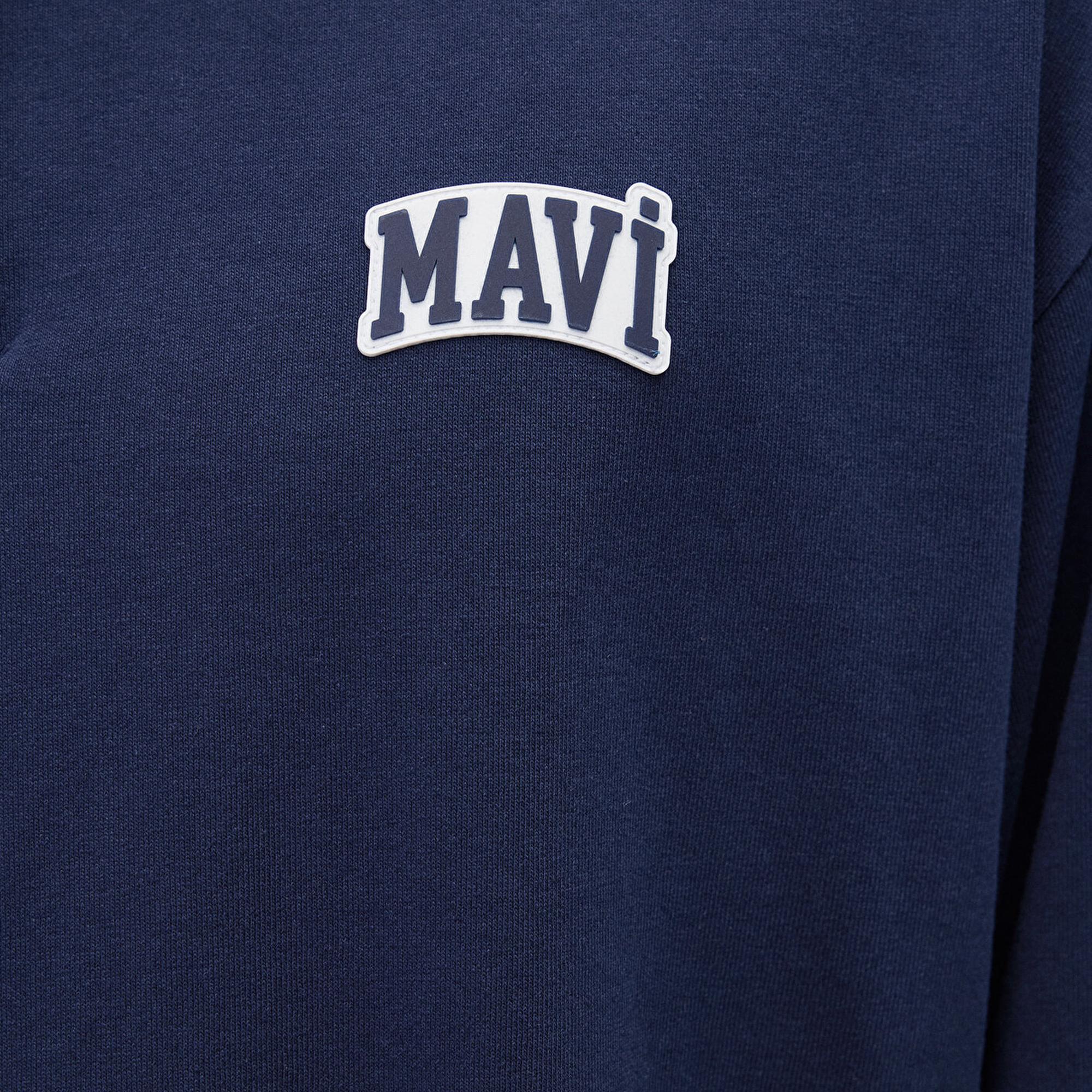 Mavi Mavi Logo Baskılı Lacivert Polo Sweatshirt 0S10172-70497