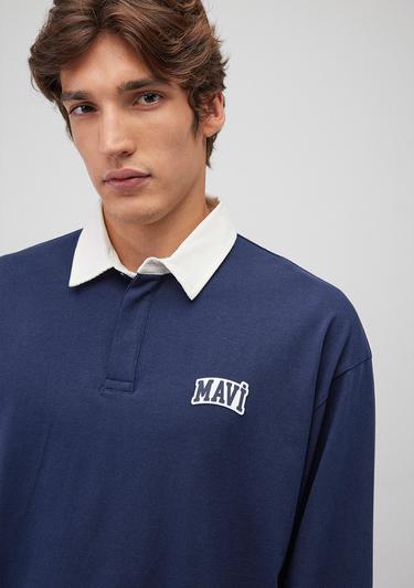  Mavi Mavi Logo Baskılı Lacivert Polo Sweatshirt 0S10172-70497