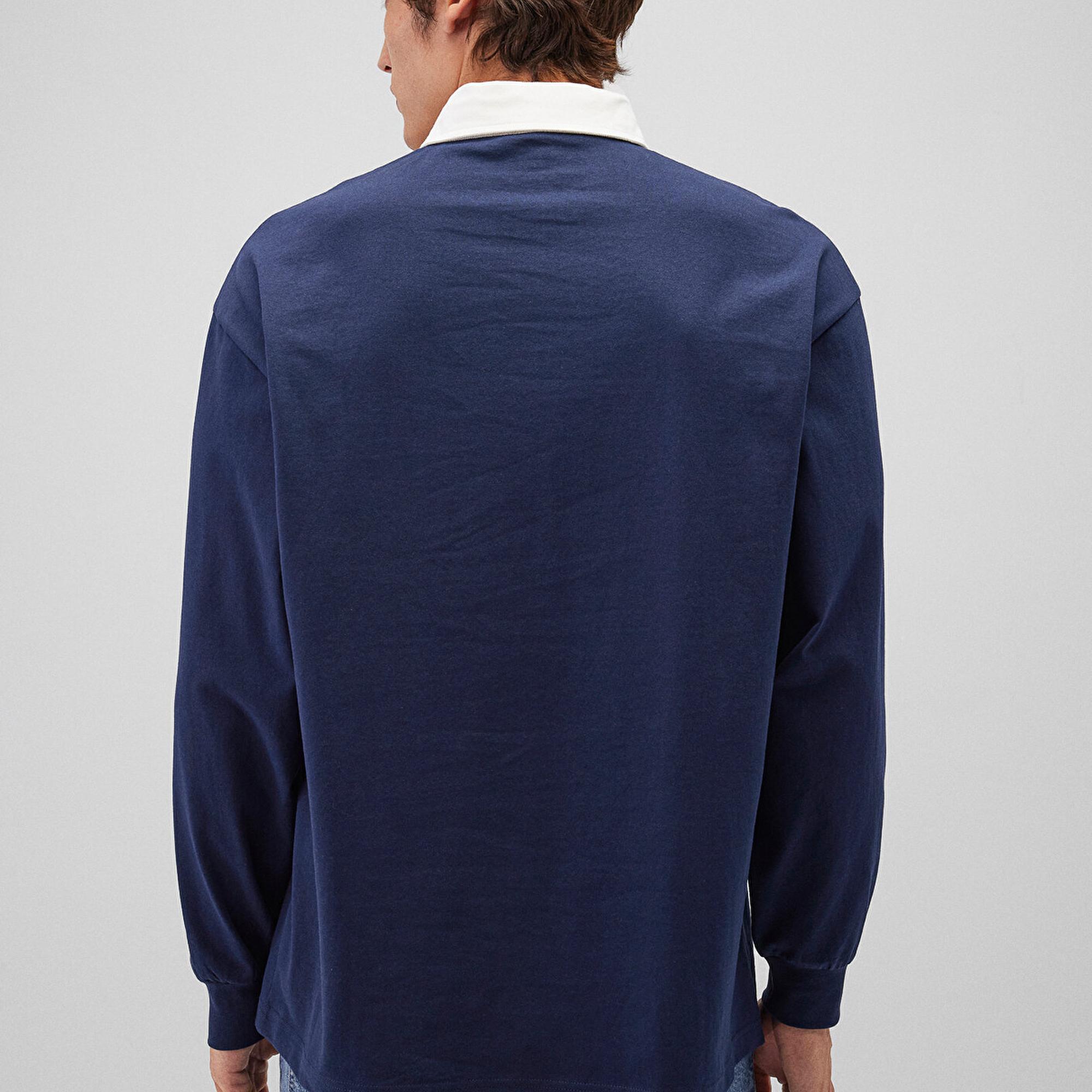 Mavi Mavi Logo Baskılı Lacivert Polo Sweatshirt 0S10172-70497