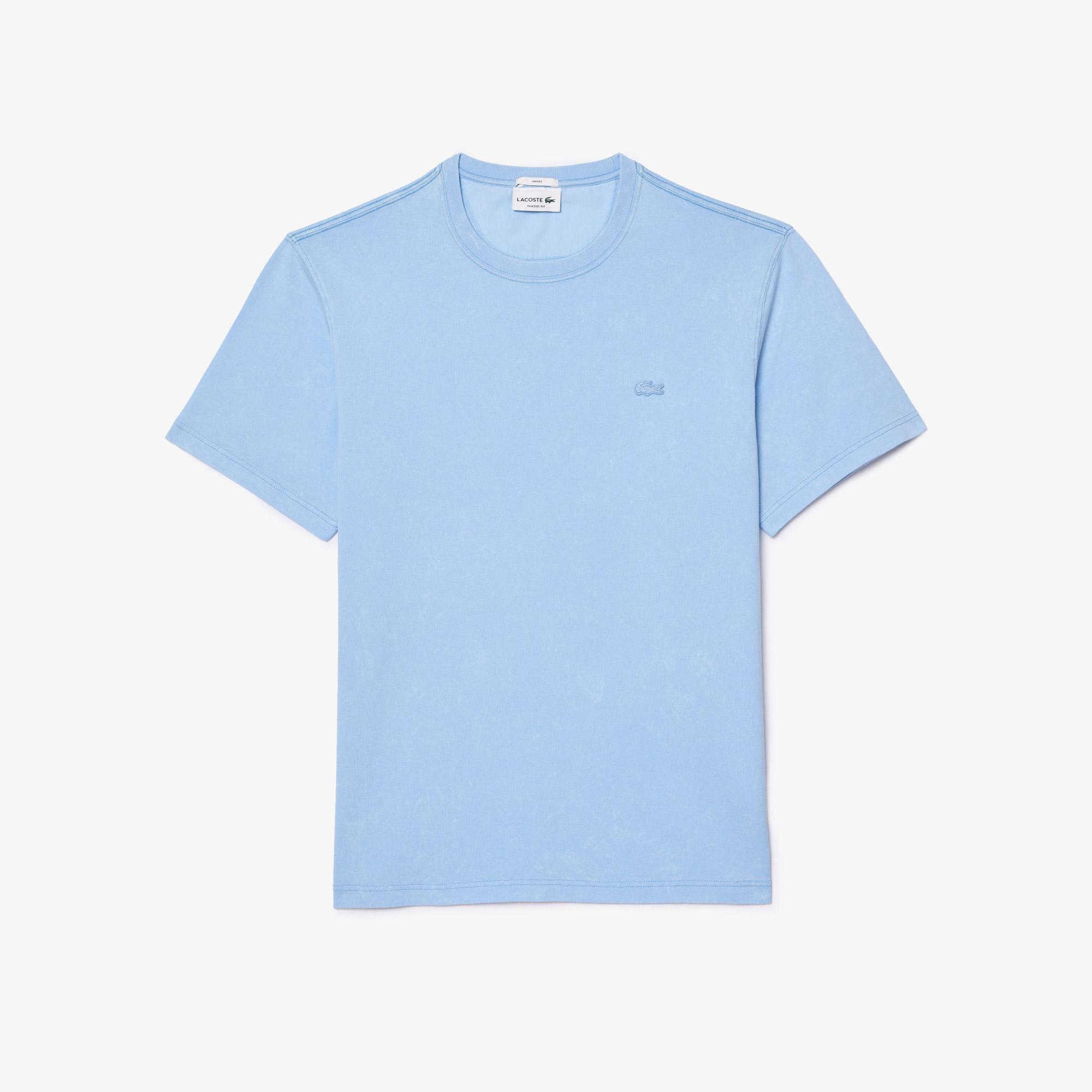 Unisex Classic Fit Bisiklet Yaka Açık Mavi T-Shirt