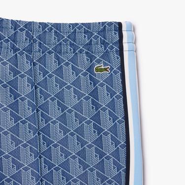  Lacoste Kadın Flare Fit Monogram Koyu Mavi Eşofman Altı