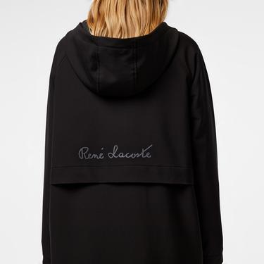  Kadın Relaxed Fit Kapüşonlu Siyah Yağmurluk