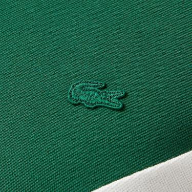  Erkek Classic Fit Uzun Kollu Renk Bloklu Yeşil Polo