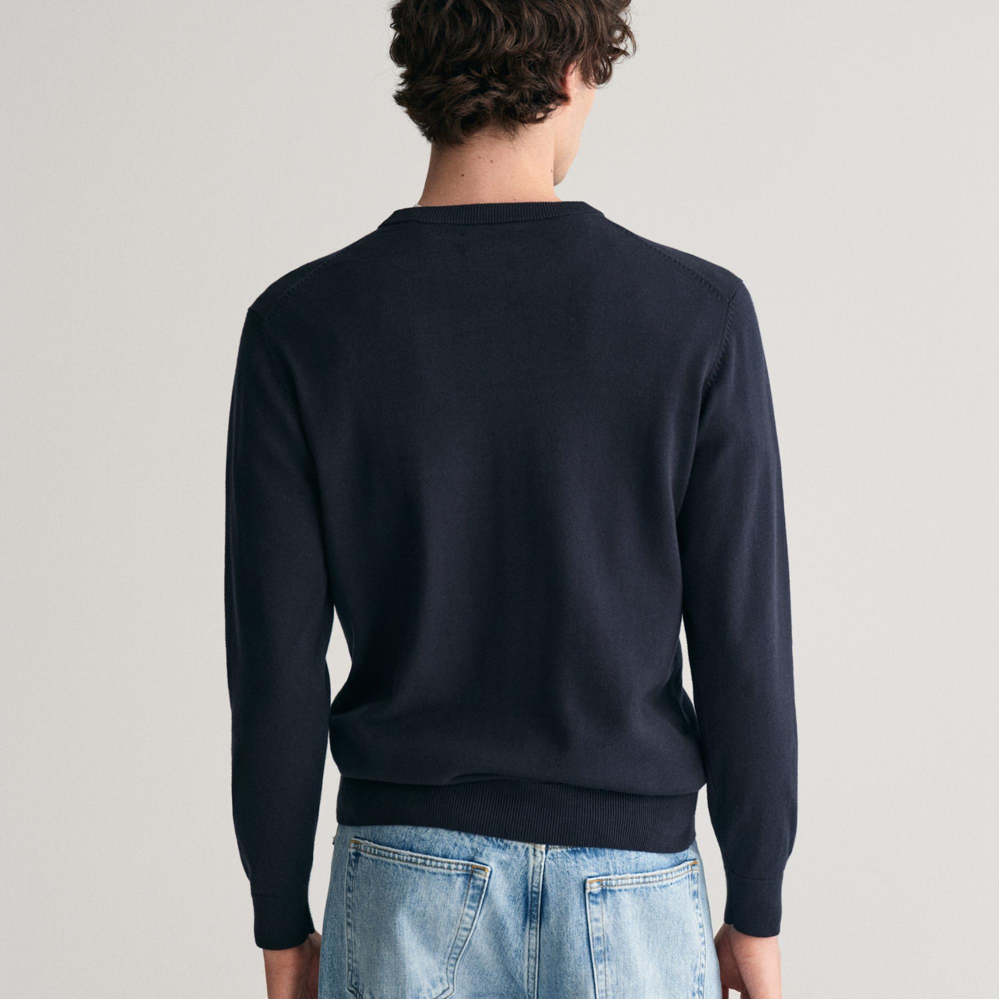 GANT Erkek Lacivert Regular Fit Bisiklet Yaka Kazak