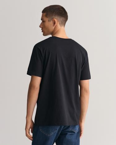  GANT Erkek Siyah Regular Fit Bisiklet Yaka Logolu T-Shirt