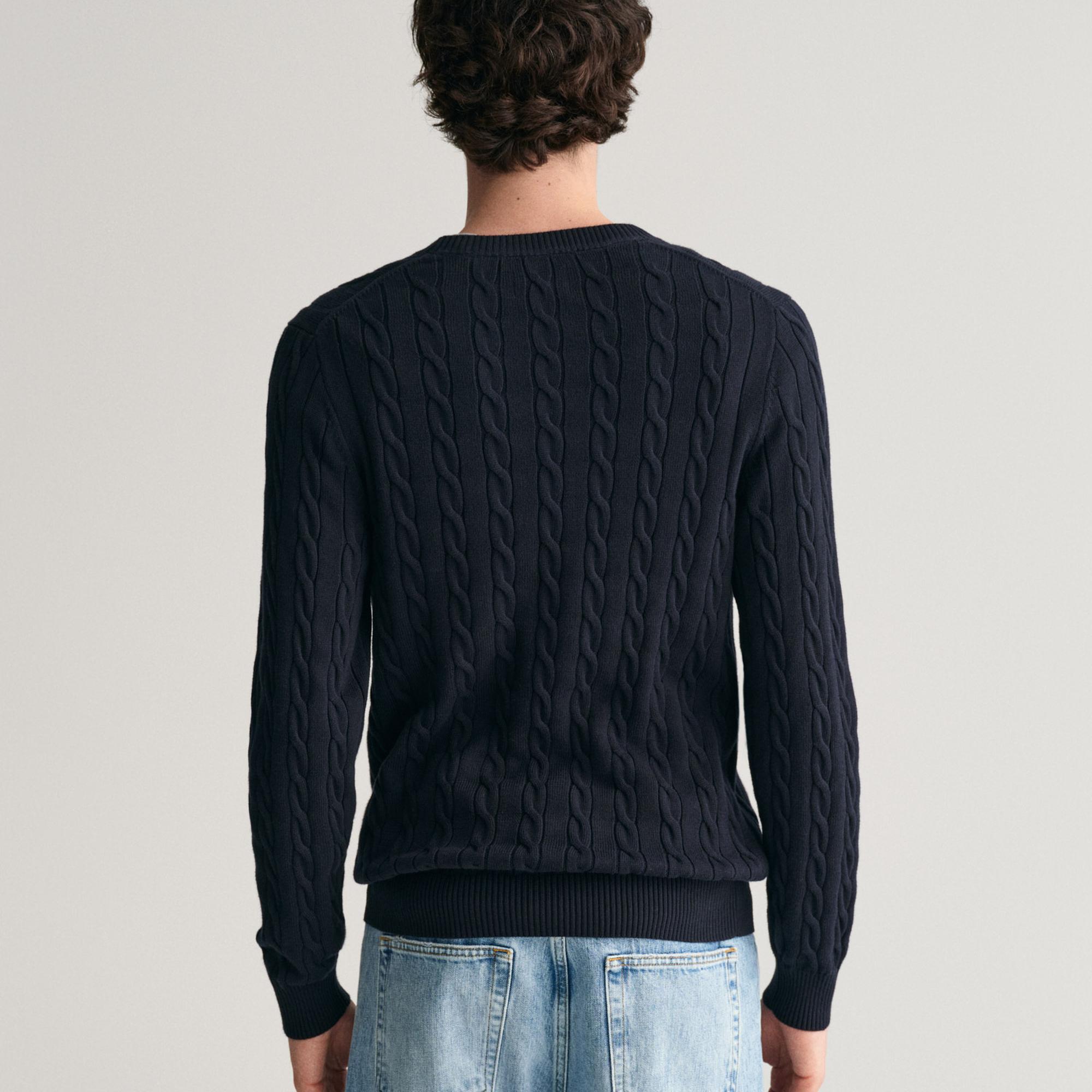 GANT Erkek Lacivert Regular Fit Bisiklet Yaka Örgü Kazak