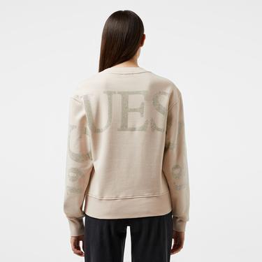 Guess Cotton Brushed 390 Kadın Krem Sweatshirt