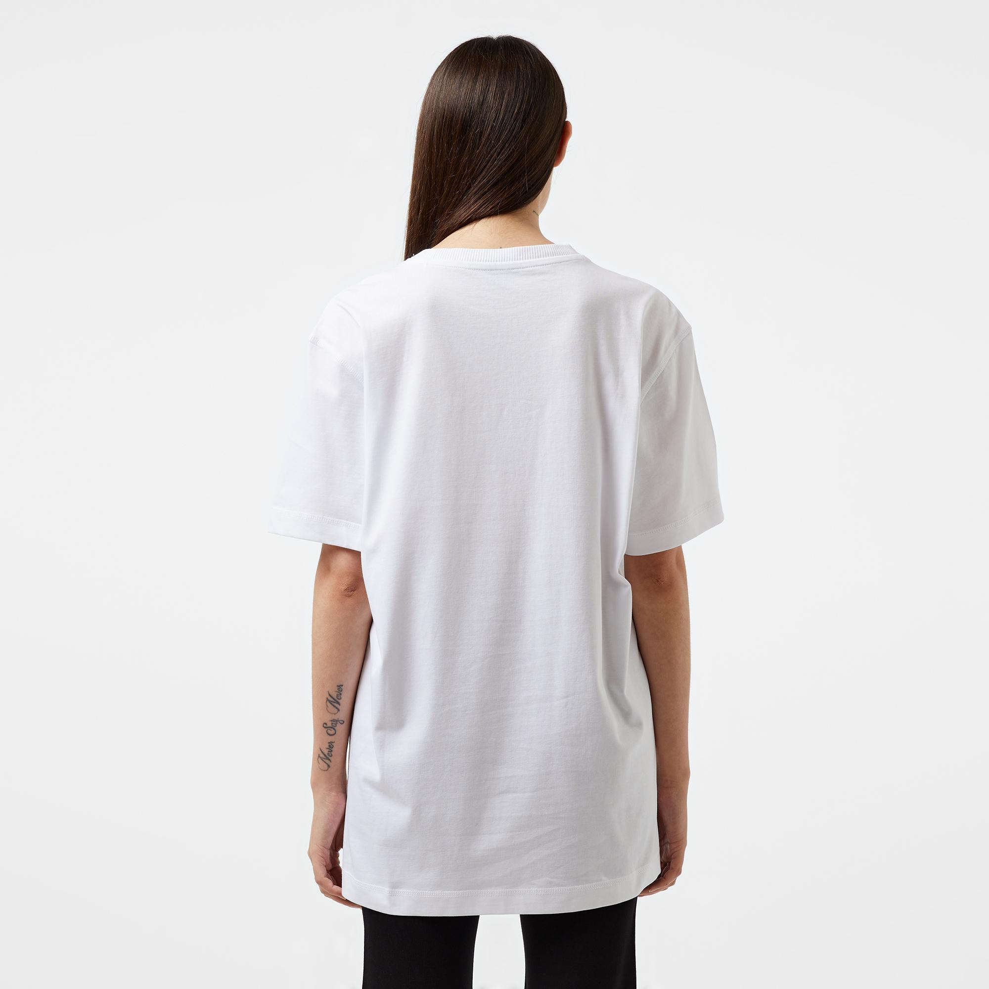 Guess Shiny Triangle Mid Organic Stream Jersey 180 Kadın Beyaz T-Shirt