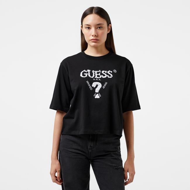  Guess Aurelie Boxy Mid Organic Stream Jersey 180 Kadın Siyah T-Shirt