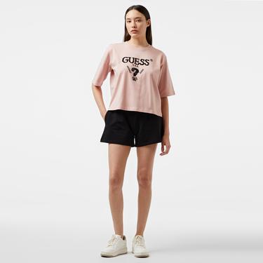 Guess Aurelie Boxy Mid Organic Stream Jersey 180 Kadın Bej T-Shirt