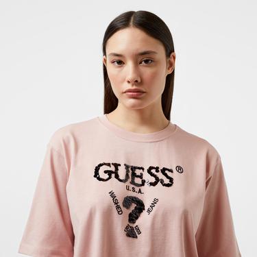  Guess Aurelie Boxy Mid Organic Stream Jersey 180 Kadın Bej T-Shirt