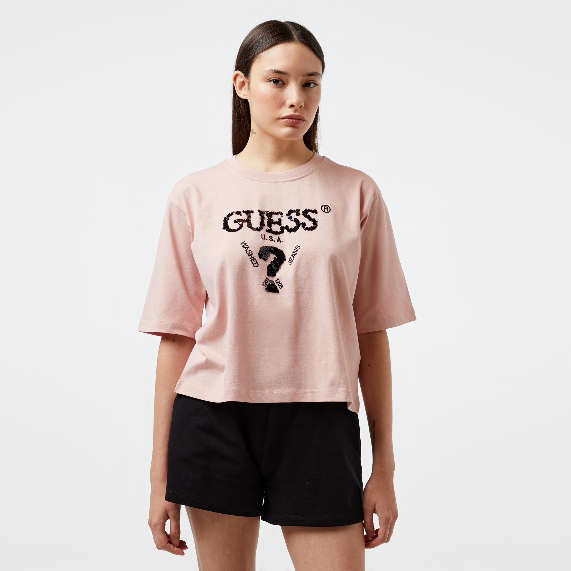 Guess Aurelie Boxy Mid Organic Stream Jersey 180 Kadın Bej T-Shirt