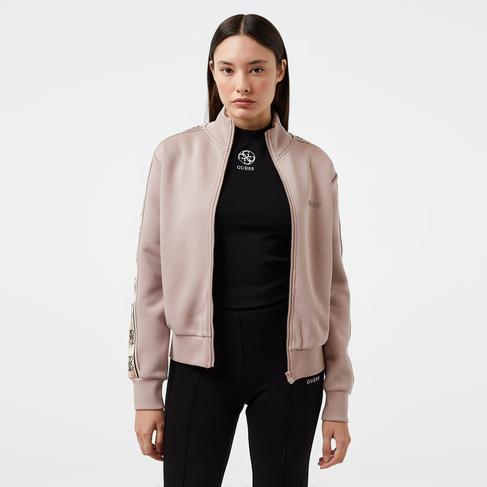  Guess Britney Full Zip Punto Milano 300 Kadın Kahverengi Sweatshirt