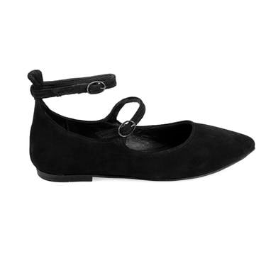  Kadın Siyah Mary Jane Deri Babet