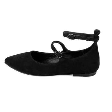  Kadın Siyah Mary Jane Deri Babet