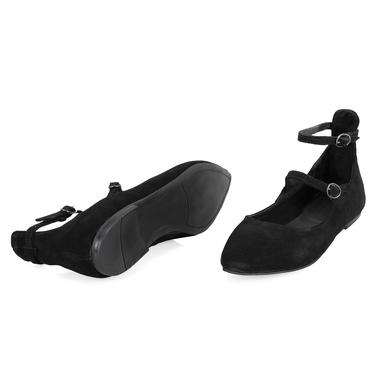  Kadın Siyah Mary Jane Deri Babet