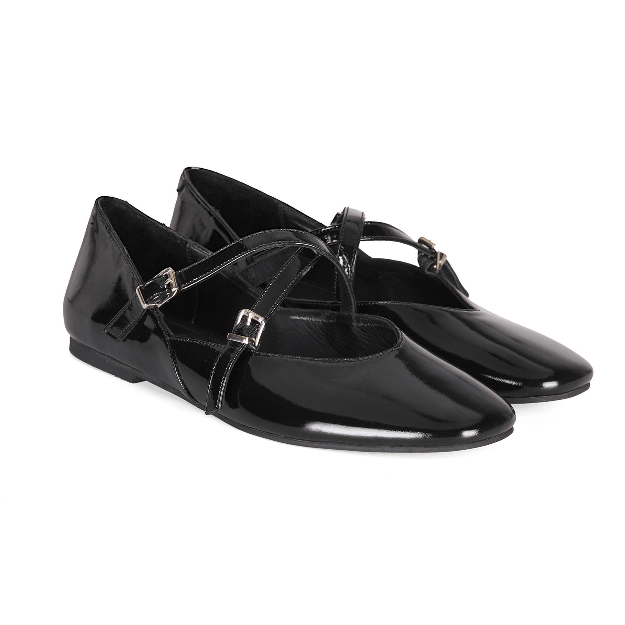 Kadın Siyah Mary Jane Deri Günlük Ayakkabı