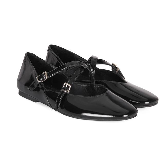  Kadın Siyah Mary Jane Deri Günlük Ayakkabı