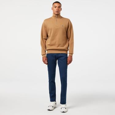  Erkek Classic Fit Yarım Fermuarlı Kahverengi Sweatshirt
