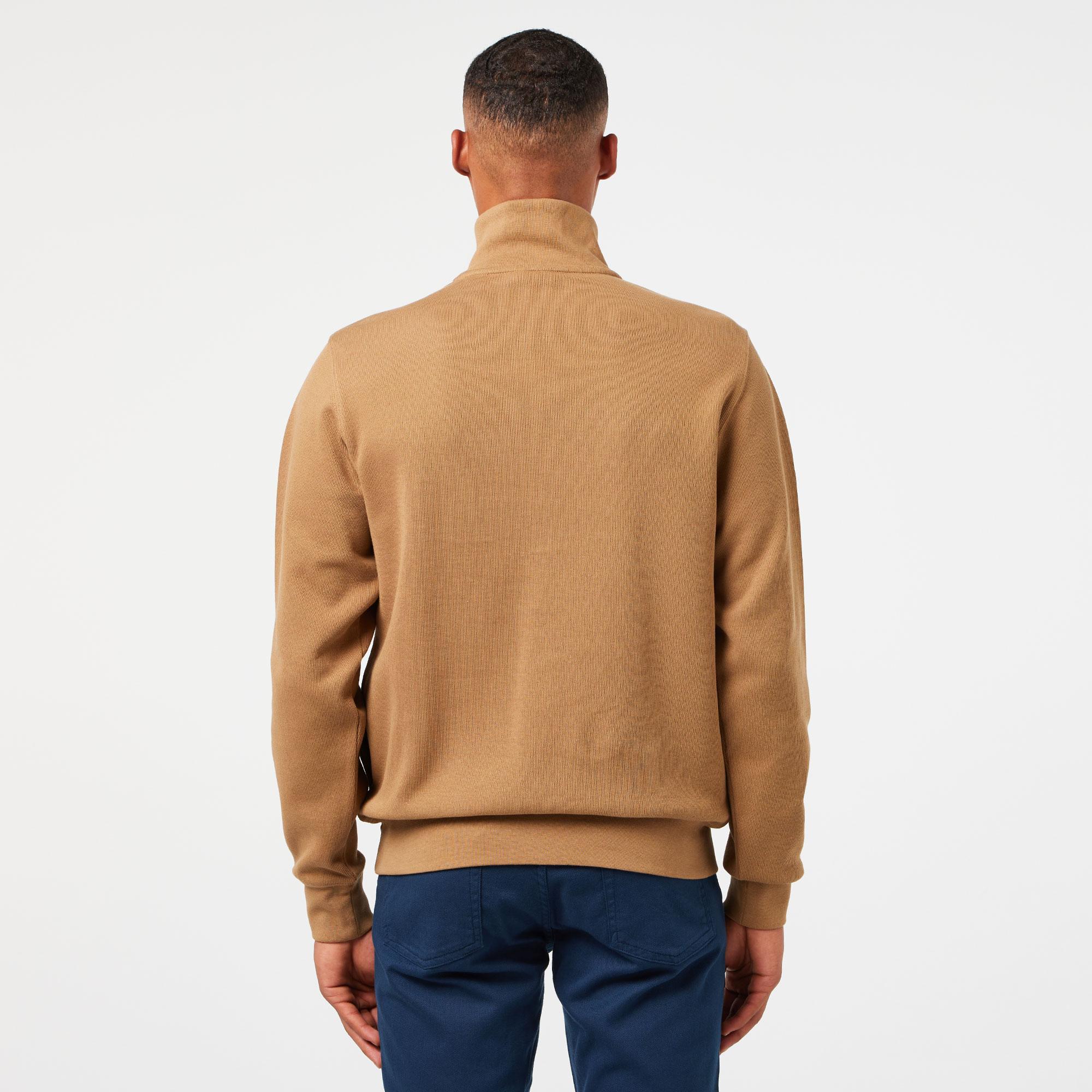 Lacoste Erkek Classic Fit Yarım Fermuarlı Kahverengi Sweatshirt