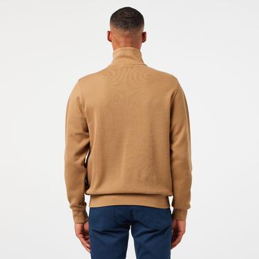  Erkek Classic Fit Yarım Fermuarlı Kahverengi Sweatshirt