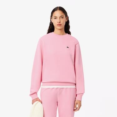 Lacoste Kadın Regular Fit Bisiklet Yaka Açık Pembe Sweatshirt