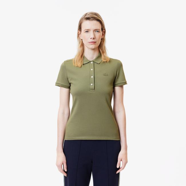  Kadın Slim Fit Haki Polo