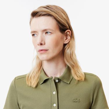 Kadın Slim Fit Haki Polo