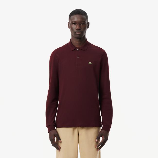  Lacoste L.12.12 Erkek Classic Fit Uzun Kollu Bordo Polo