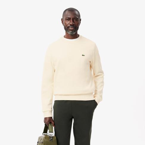  Lacoste Erkek Bisiklet Yaka Krem Sweatshirt