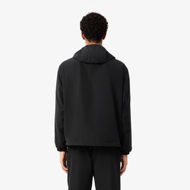 Erkek Regular Fit Kapüşonlu Siyah Yağmurluk