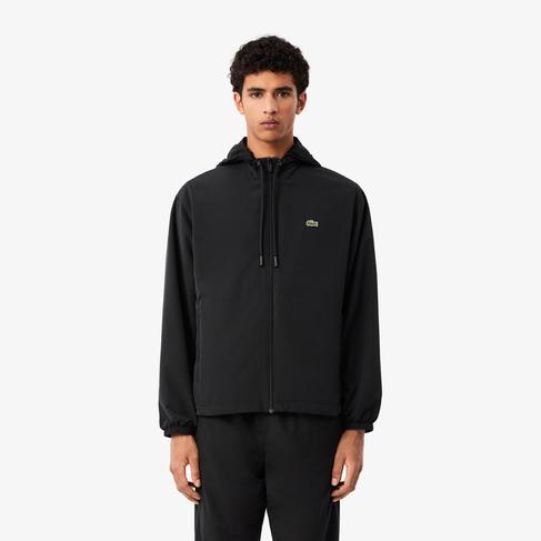  Erkek Regular Fit Kapüşonlu Siyah Yağmurluk