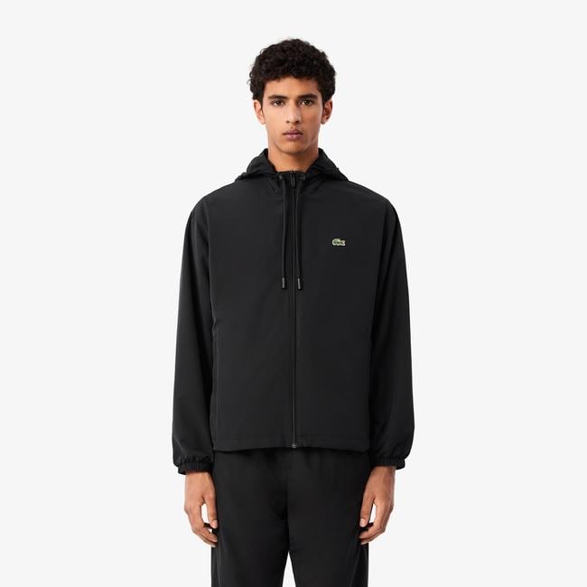  Erkek Regular Fit Kapüşonlu Siyah Yağmurluk