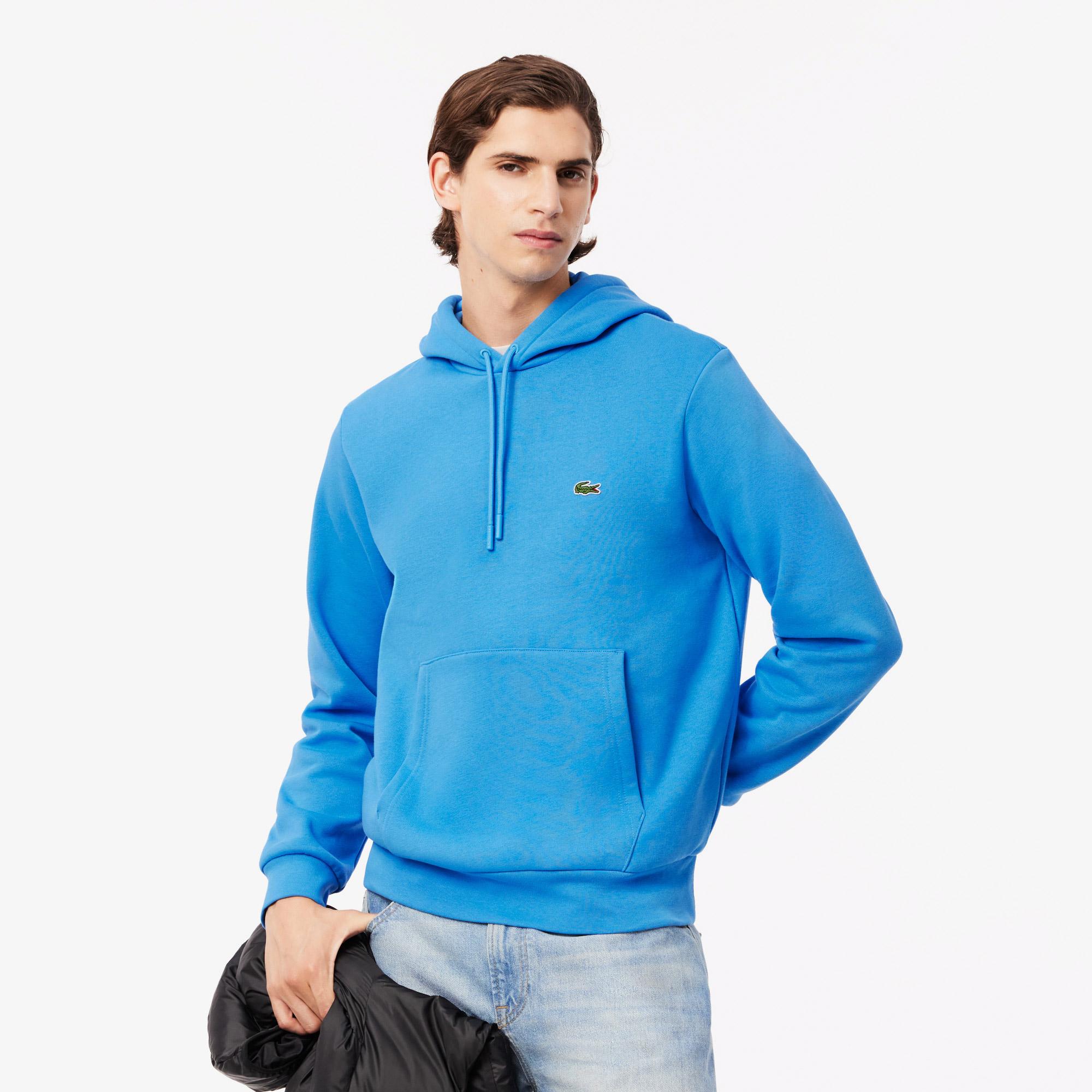 Erkek Classic Fit Kapüşonlu Mavi Sweatshirt