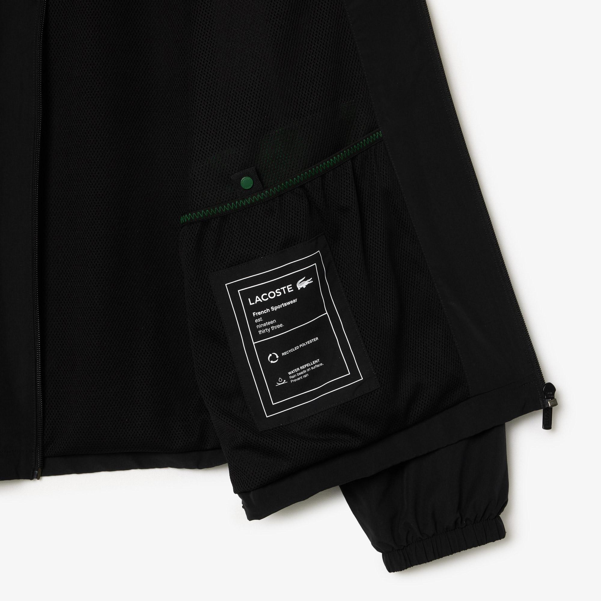 Erkek Regular Fit Kapüşonlu Siyah Yağmurluk