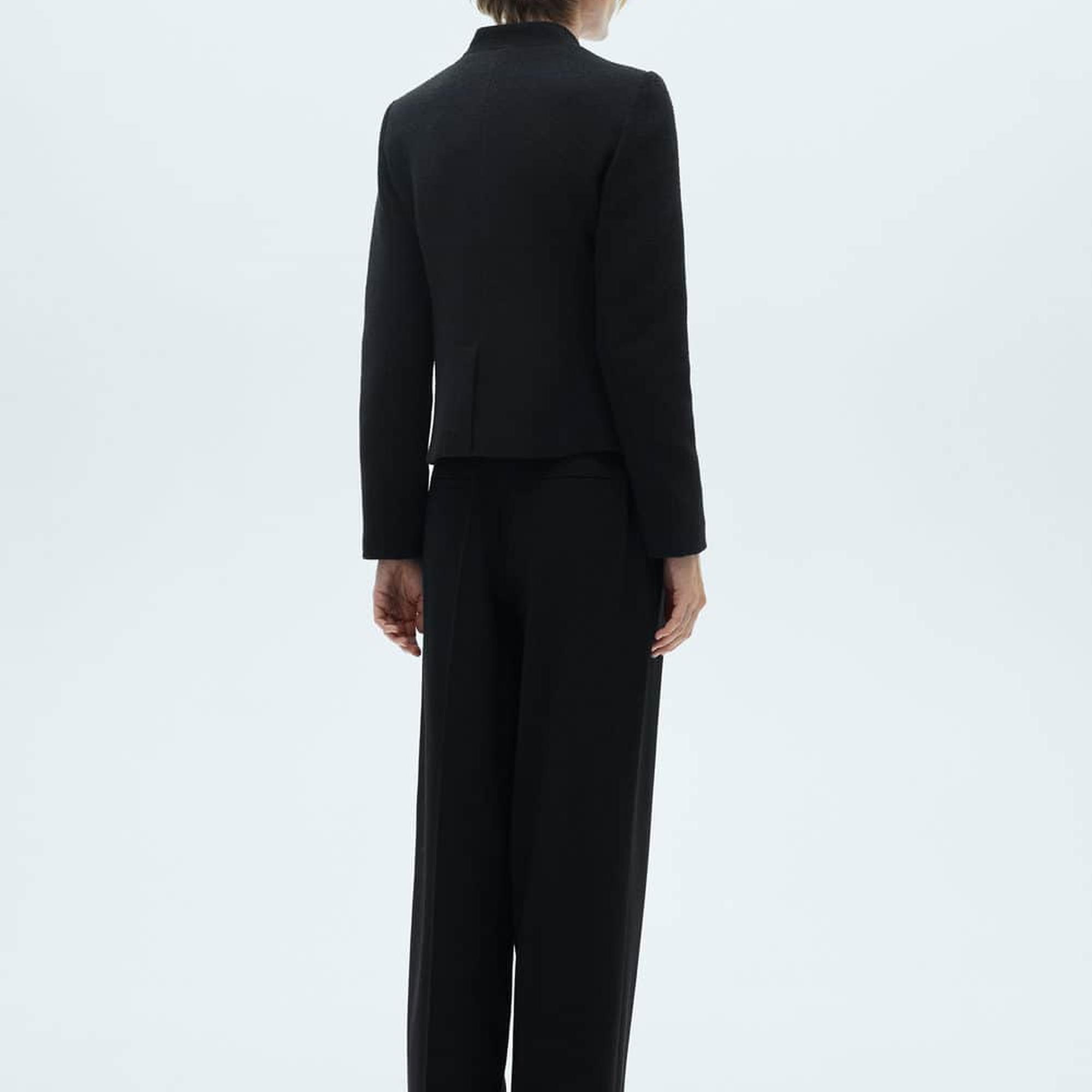 Mango Kadın Pensli Wideleg Pantolon Siyah