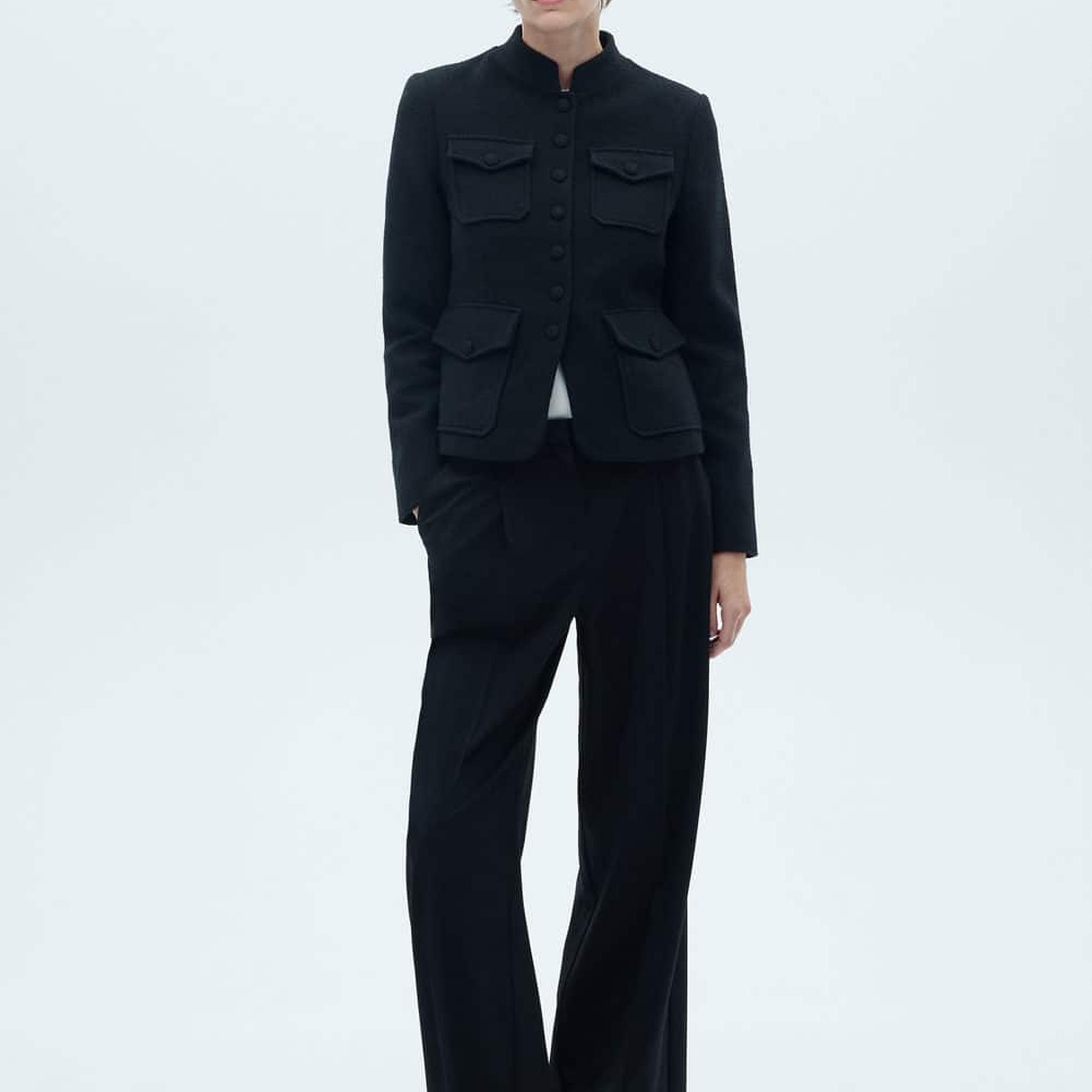 Mango Kadın Pensli Wideleg Pantolon Siyah