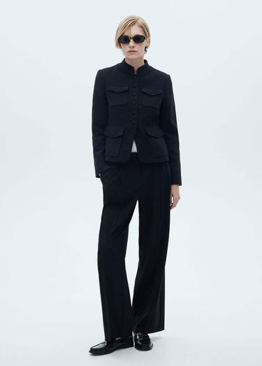  Mango Kadın Pensli Wideleg Pantolon Siyah