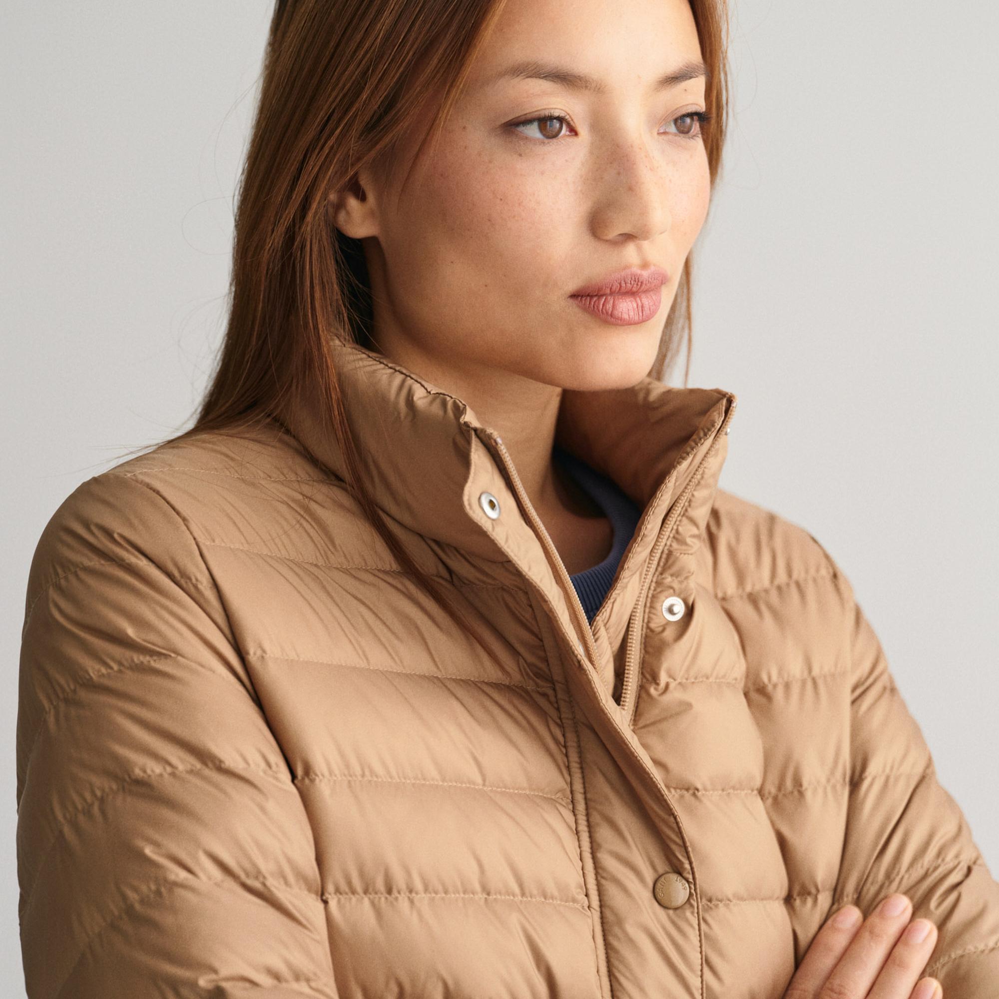 GANT Kadın Kahverengi Dik Yaka Kaz Tüyü Mont