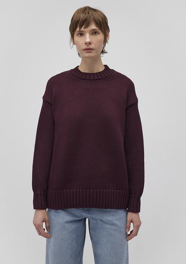  Mavi Bisiklet Yaka Bordo Kazak Oversize / Geniş Kesim 1710516-70434