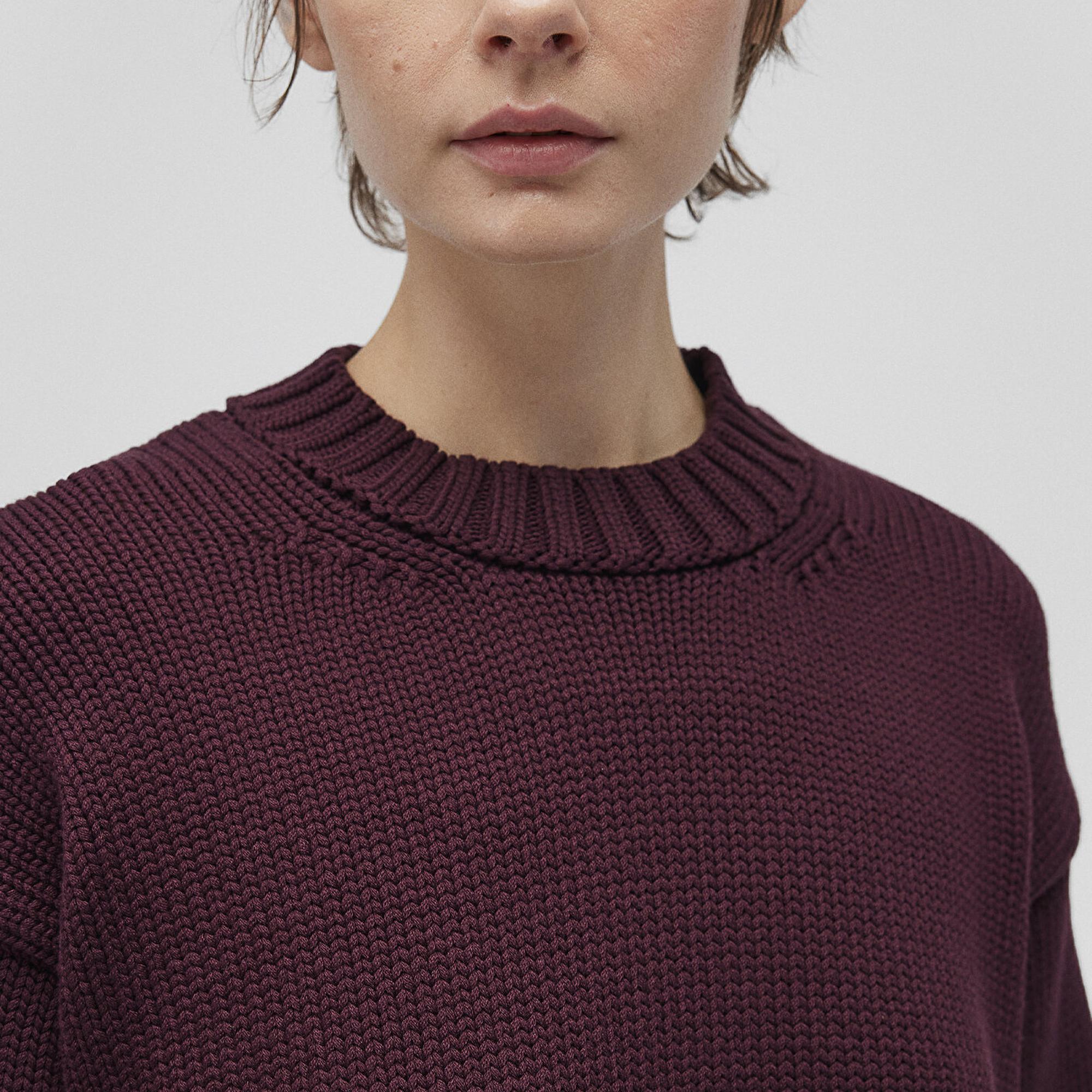 Mavi Bisiklet Yaka Bordo Kazak Oversize / Geniş Kesim 1710516-70434