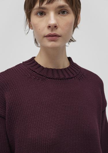  Mavi Bisiklet Yaka Bordo Kazak Oversize / Geniş Kesim 1710516-70434