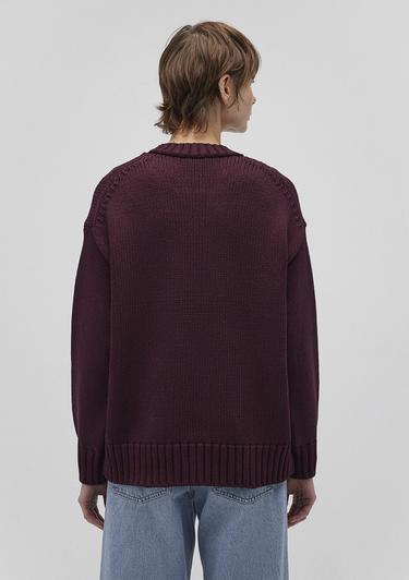  Mavi Bisiklet Yaka Bordo Kazak Oversize / Geniş Kesim 1710516-70434