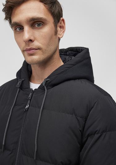  Mavi Kapüşonlu Siyah Şişme Mont 0110349-900