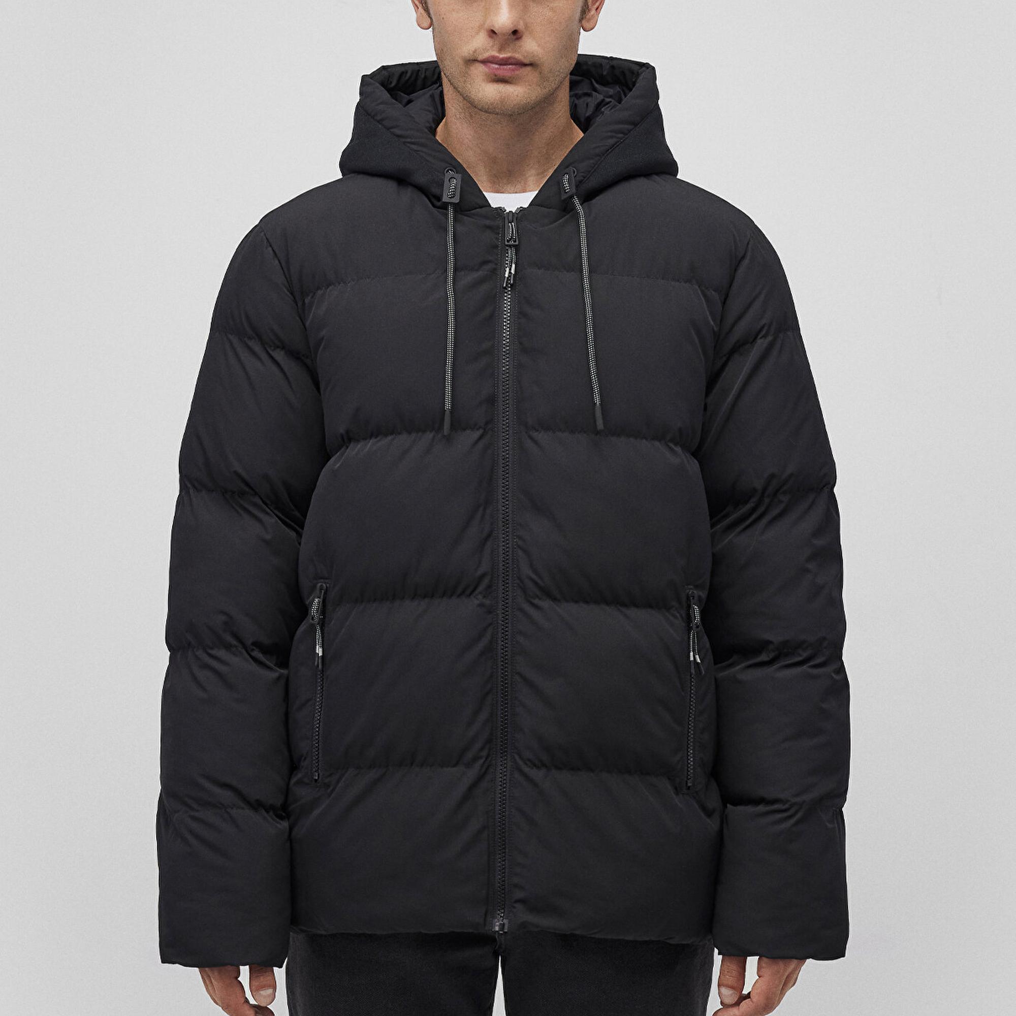 Mavi Kapüşonlu Siyah Şişme Mont 0110349-900