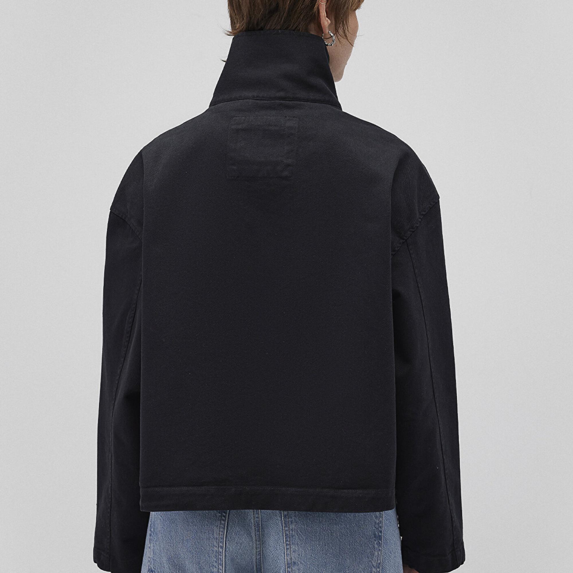 Mavi Dik Yaka Antrasit Oversize Ceket Oversize / Geniş Kesim 1110254-70087