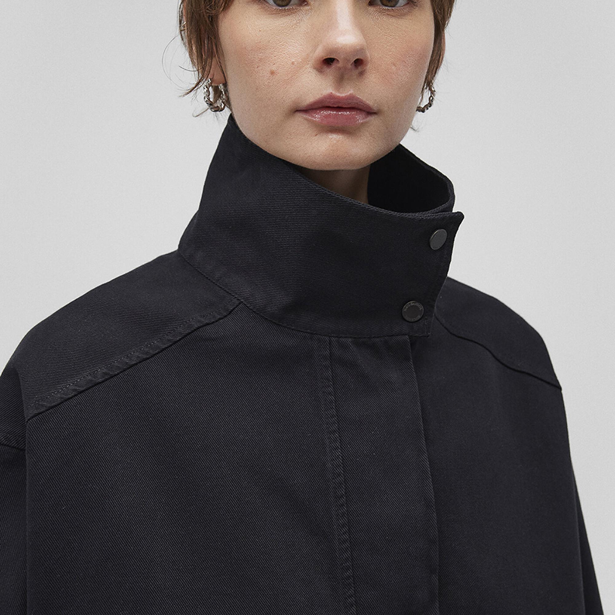 Mavi Dik Yaka Antrasit Oversize Ceket Oversize / Geniş Kesim 1110254-70087