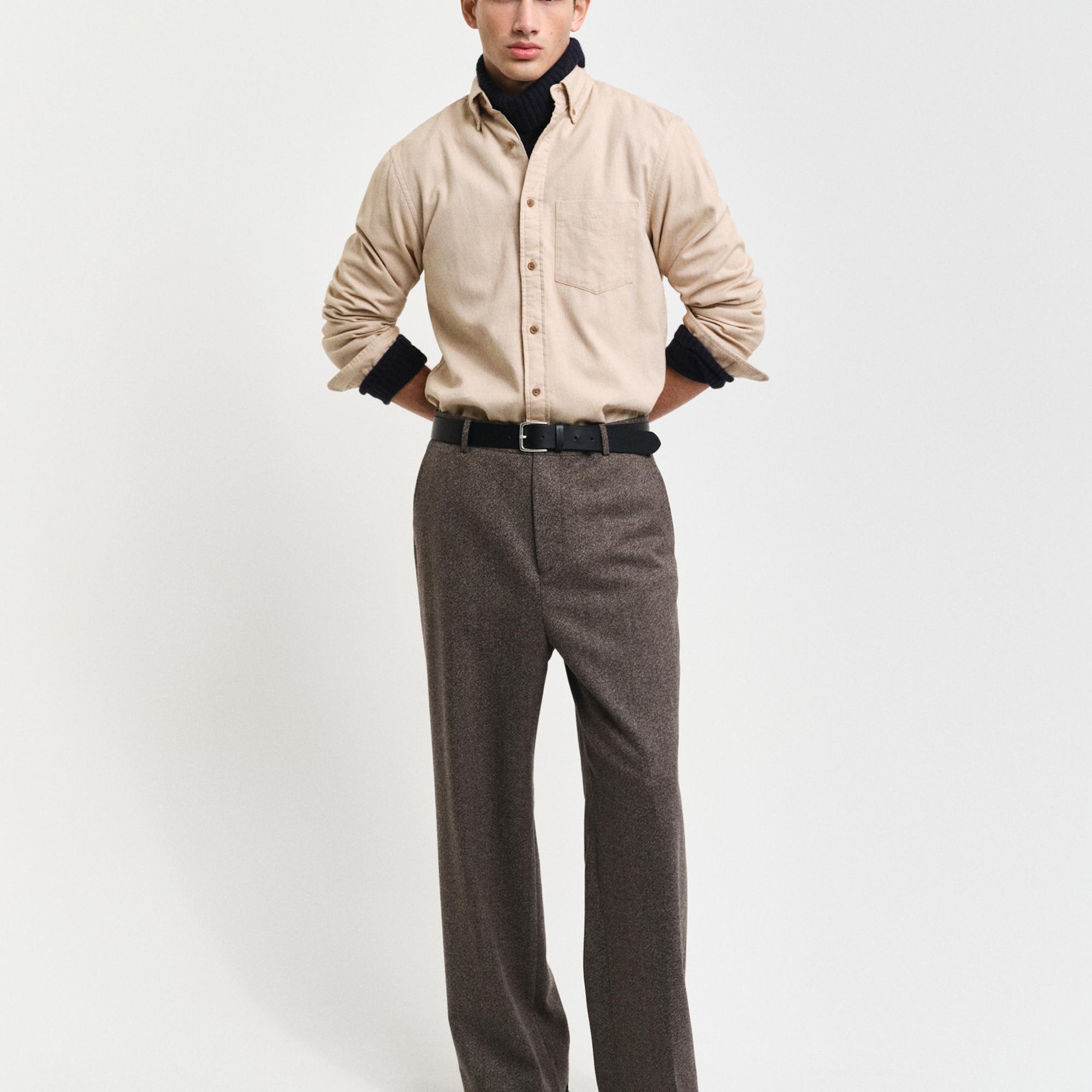 GANT Erkek Bej Regular Fit Düğmeli Yaka Gömlek